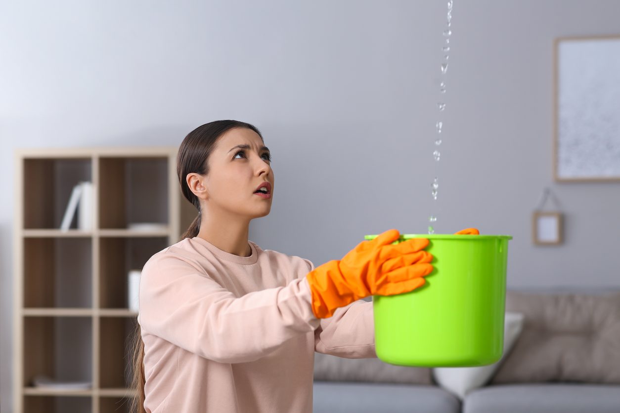 water leak in house from ceiling. damage