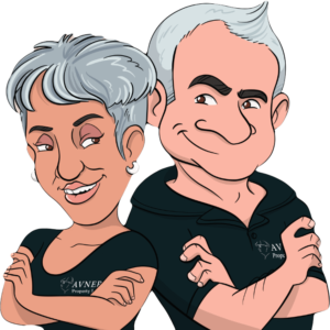 Avner and Nira Gat... in cartoon form.