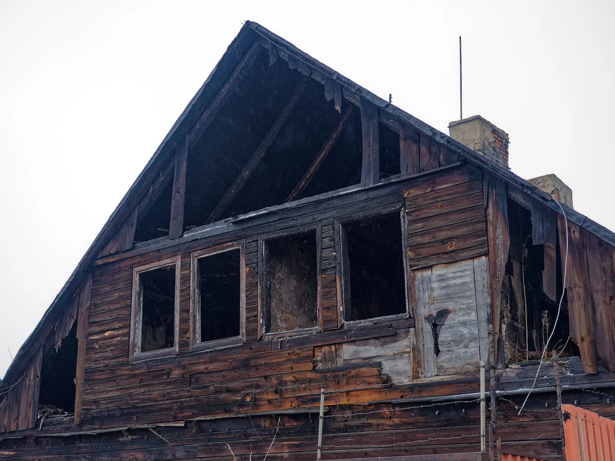 partially burned house fire damage