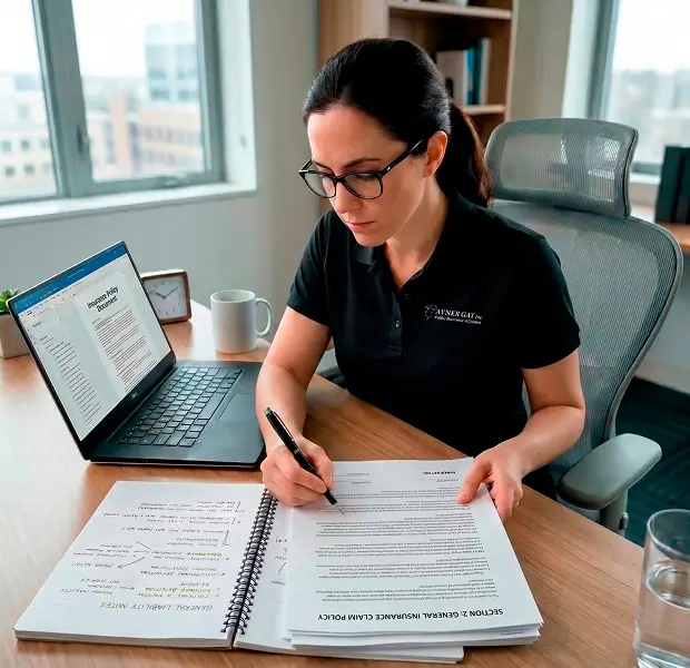 professional analyzing insurance policy