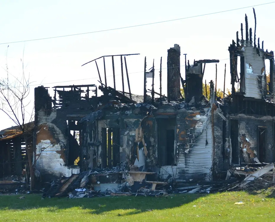 catastrophic fire damage on a house claim evidence